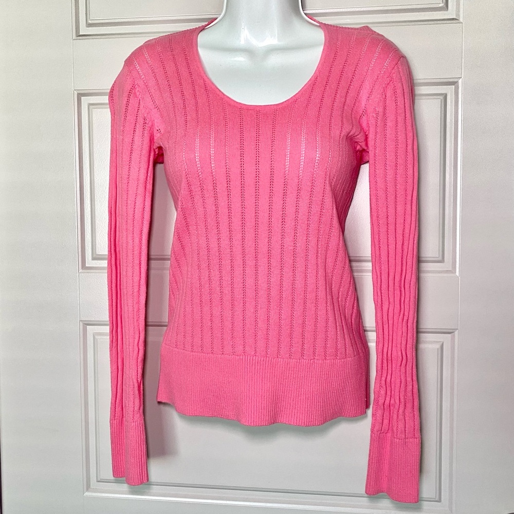 Y2K DKNY Pink Open Back Ribbed Sweater